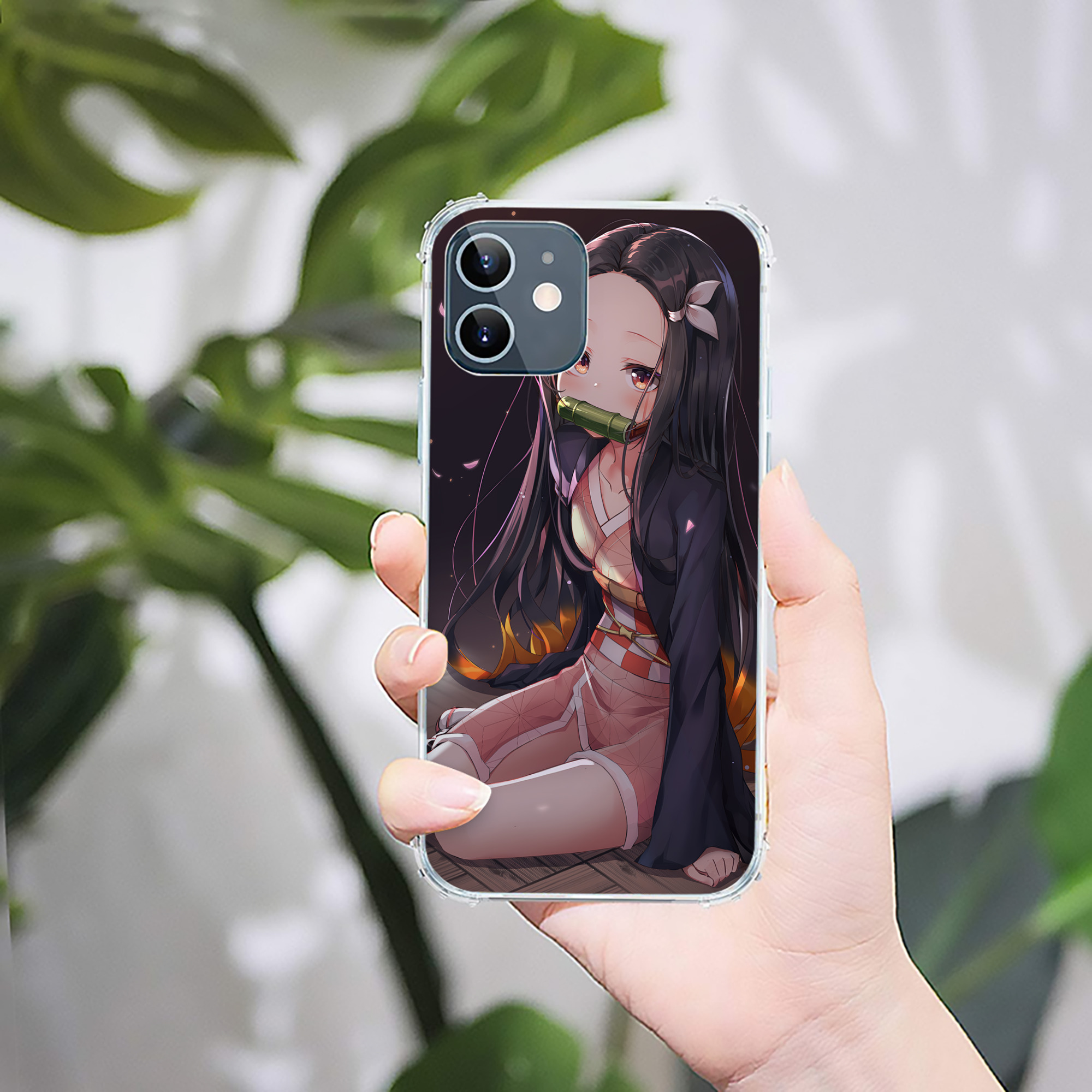 （画像用） 鬼滅の刃（きめつのやいば）竈門 禰󠄀豆子／かまど ねずこ Kamado Nezuko 【iPhone 12シリーズ対応】透明スマホケース（クリアソフトケース）